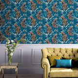 York Takara Teal Opulent Peacock Wallpaper