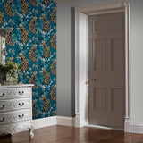 York Takara Teal Opulent Peacock Wallpaper