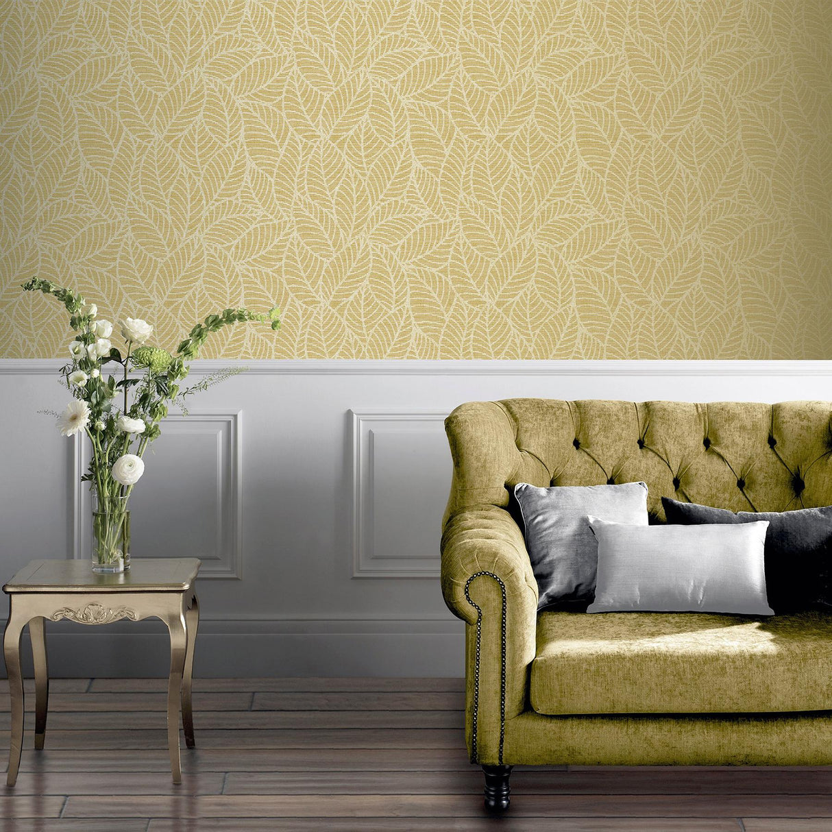 York Mavis Mustard Leaf Wallpaper