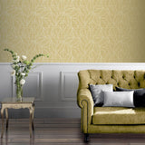 York Mavis Mustard Leaf Wallpaper