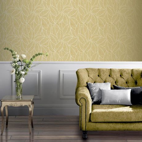 York Mavis Mustard Leaf Wallpaper