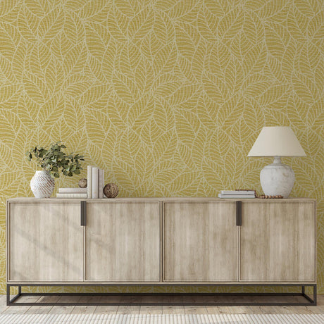 York Mavis Mustard Leaf Wallpaper