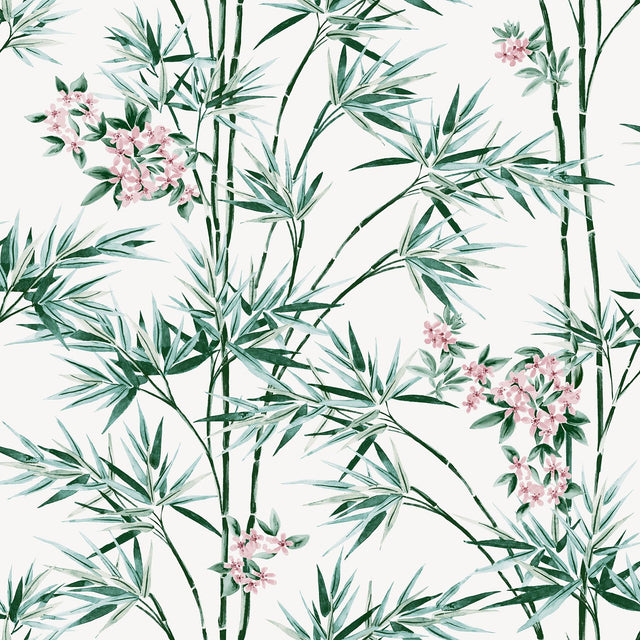 York Ayumi White Glitter Bamboo Wallpaper