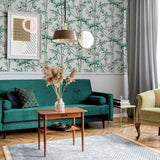 York Ayumi White Glitter Bamboo Wallpaper