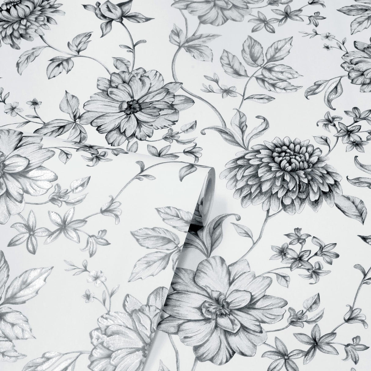York Della Black Floral Trail Wallpaper