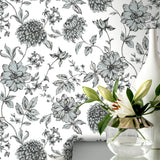 York Della Black Floral Trail Wallpaper