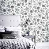 York Della Black Floral Trail Wallpaper