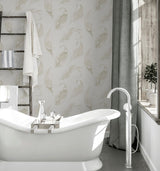 York Natsuko Metallic Feathers Wallpaper