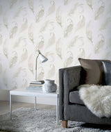 York Natsuko Metallic Feathers Wallpaper