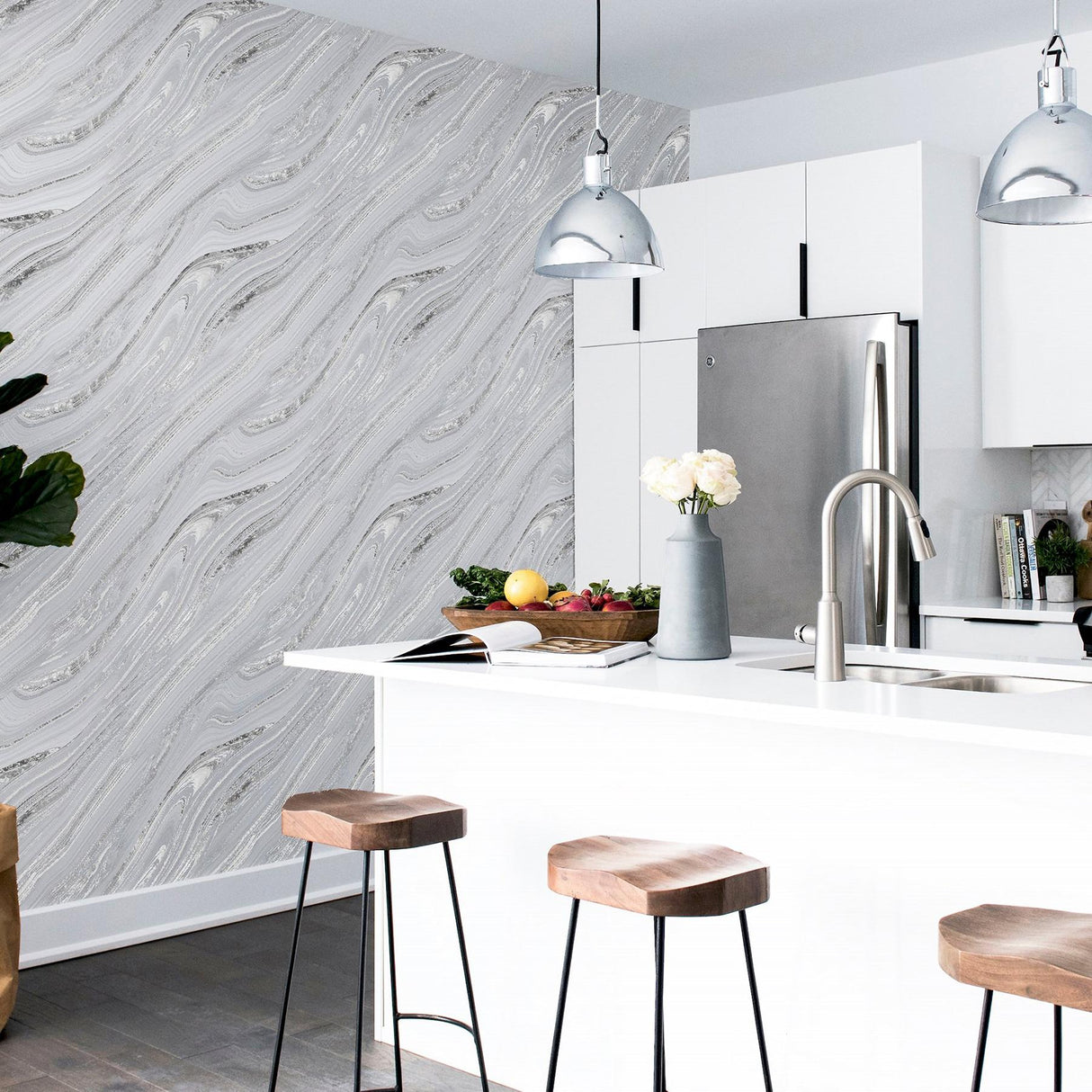 York Nellie Silver Stone Wallpaper