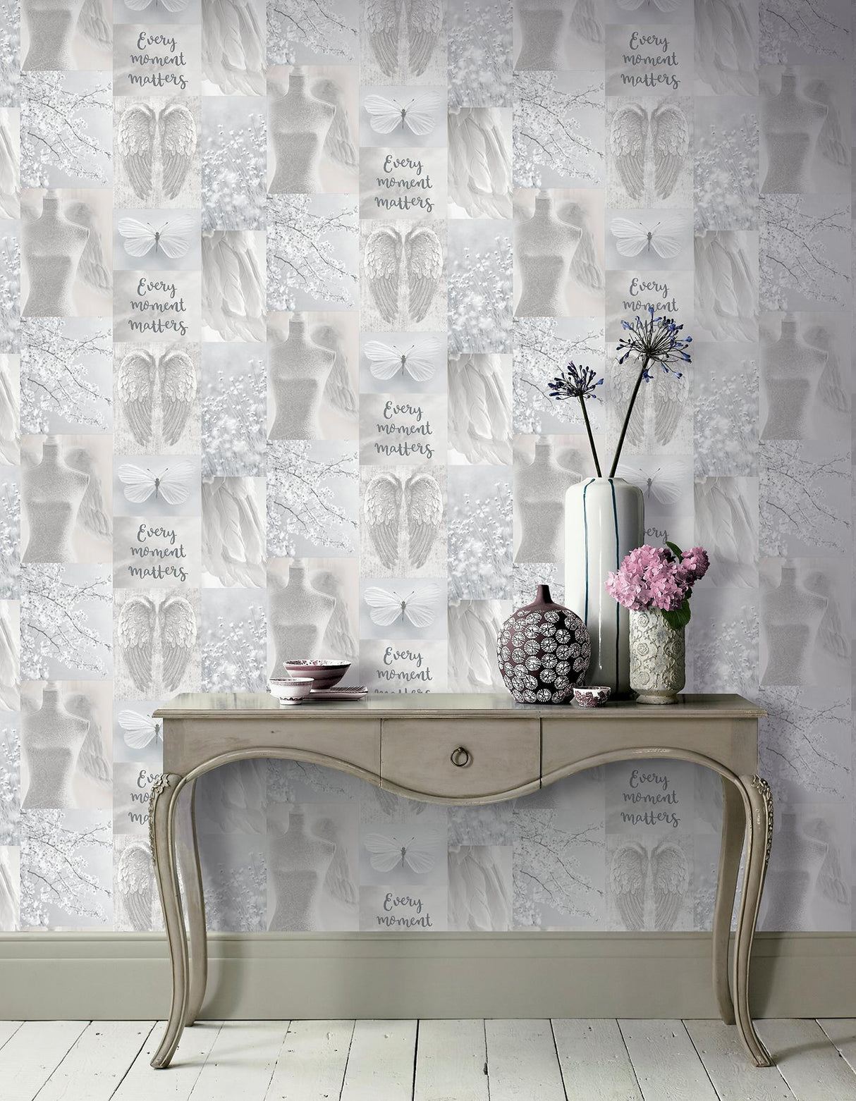 York Chou Light Grey Inspirational Wallpaper
