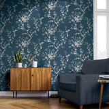 York Kaia Blue Flowering Tree Wallpaper