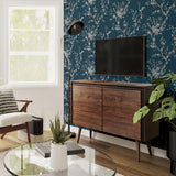 York Kaia Blue Flowering Tree Wallpaper