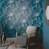 York Kaia Blue Flowering Tree Wallpaper