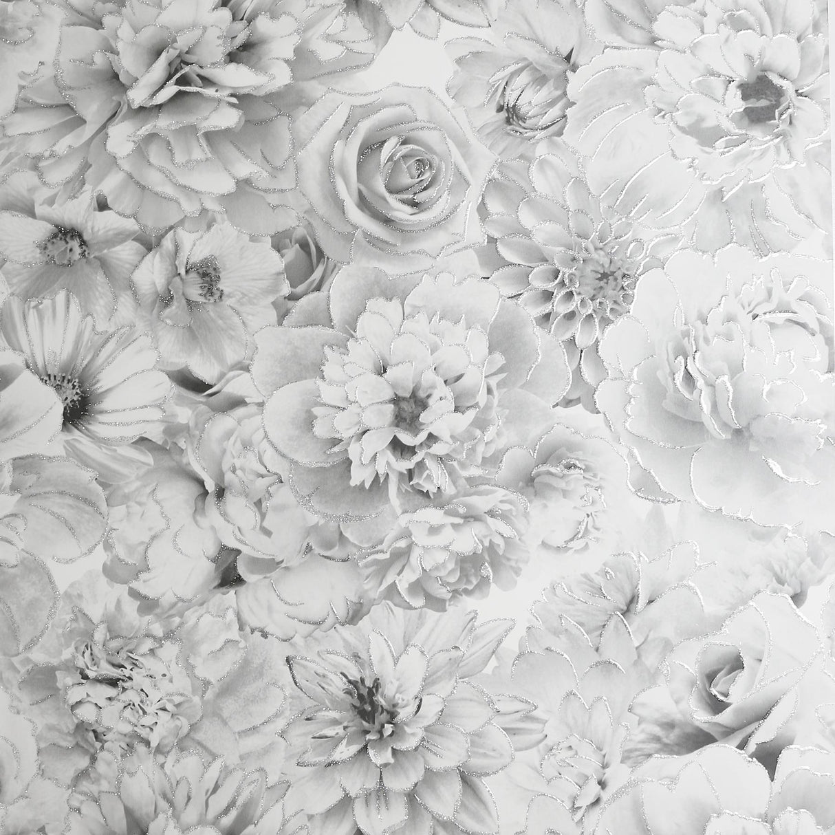 York Clarissa Grey Glitter Bloom Wallpaper