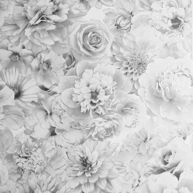 York Clarissa Grey Glitter Bloom Wallpaper