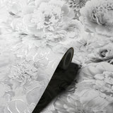 York Clarissa Grey Glitter Bloom Wallpaper