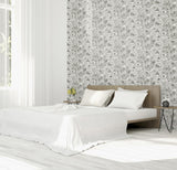 York Clarissa Grey Glitter Bloom Wallpaper