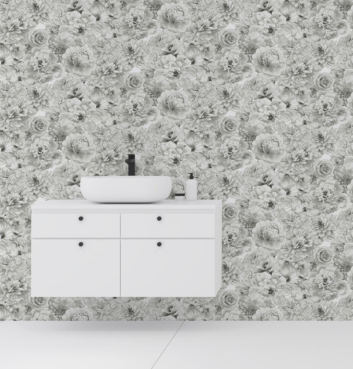 York Clarissa Grey Glitter Bloom Wallpaper