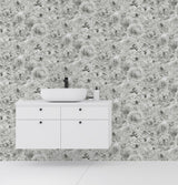 York Clarissa Grey Glitter Bloom Wallpaper