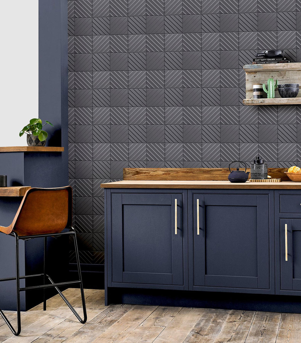 York Randall Dark Grey Geometric Wallpaper
