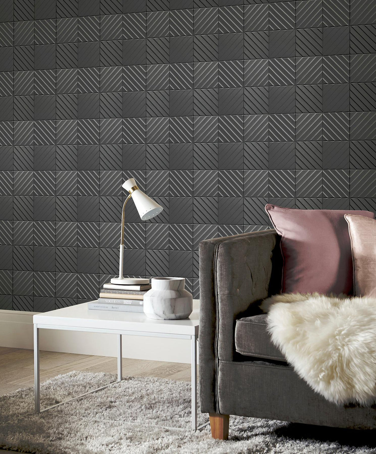 York Randall Dark Grey Geometric Wallpaper