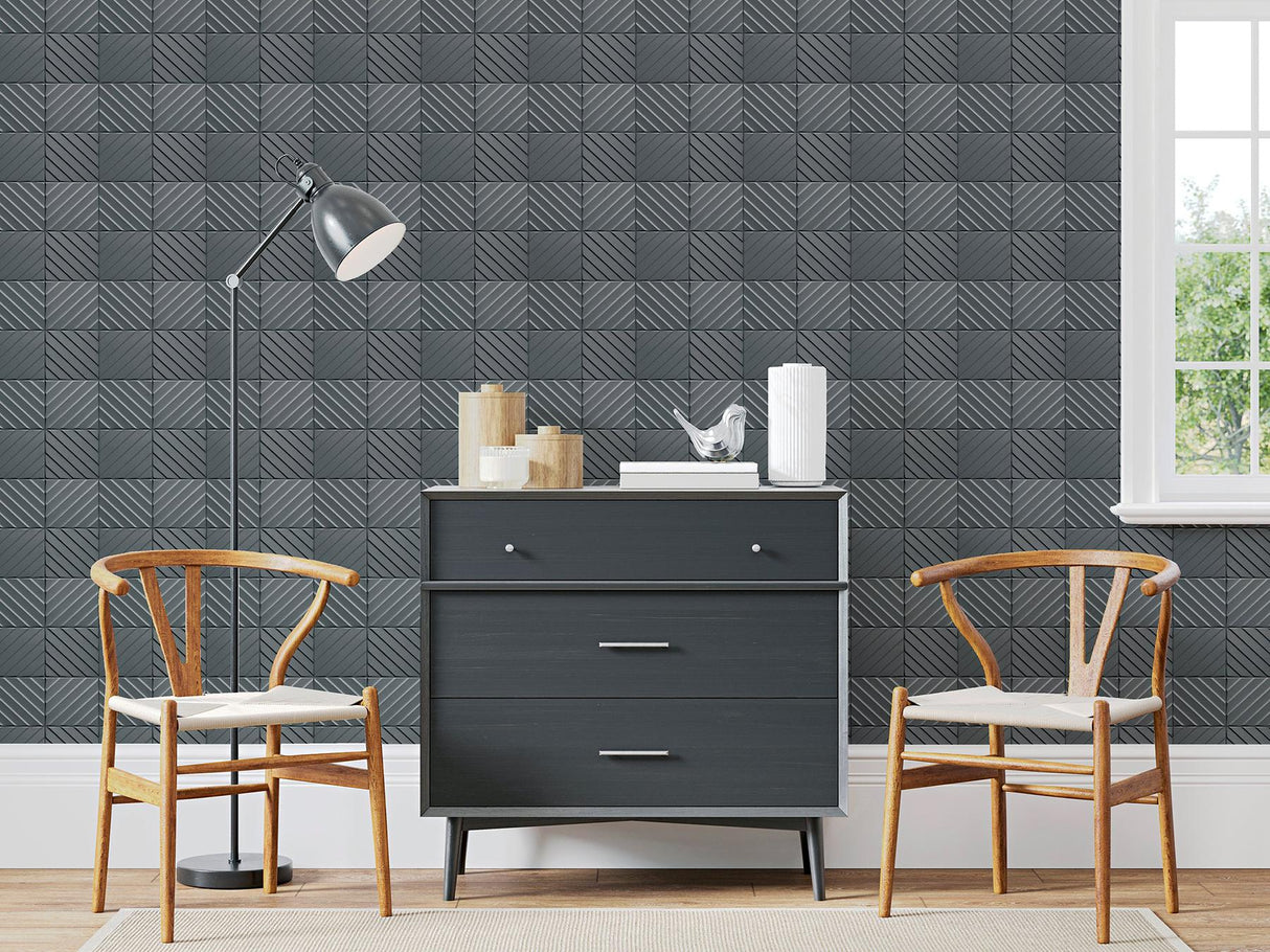 York Randall Dark Grey Geometric Wallpaper