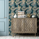 York Ursula Dark Blue Abstract Wallpaper