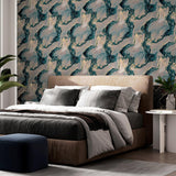 York Ursula Dark Blue Abstract Wallpaper