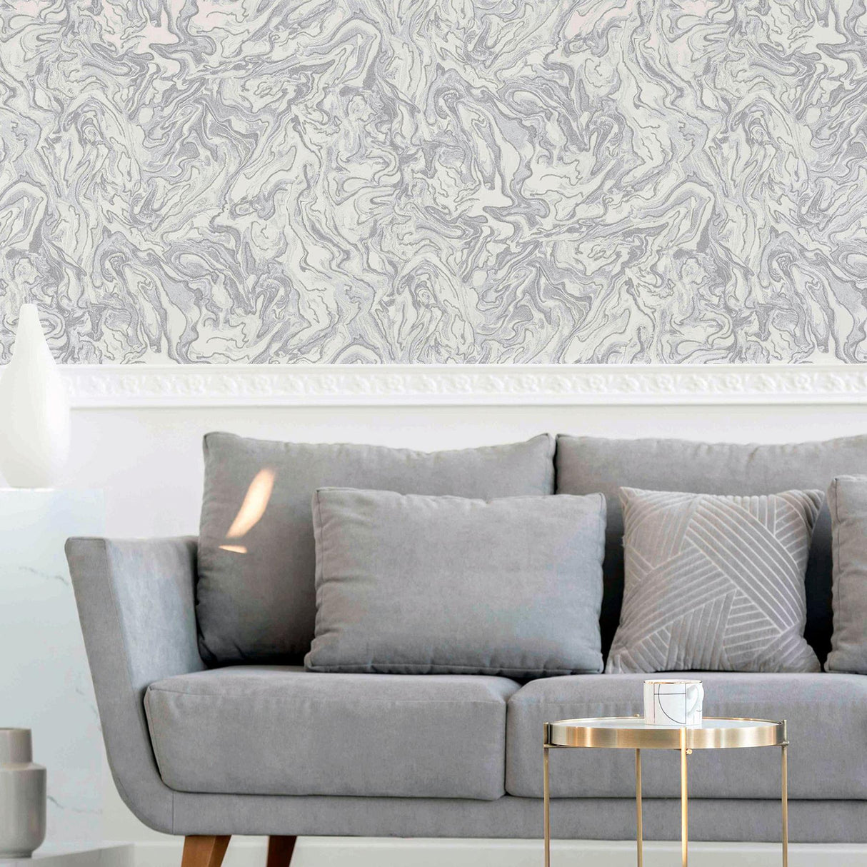 York Osgood Grey Marbled Wallpaper