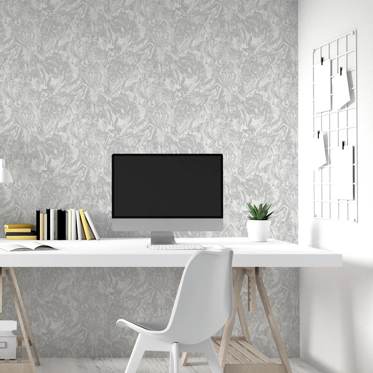 York Osgood Grey Marbled Wallpaper