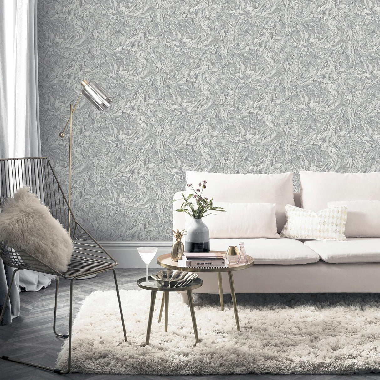 York Osgood Grey Marbled Wallpaper