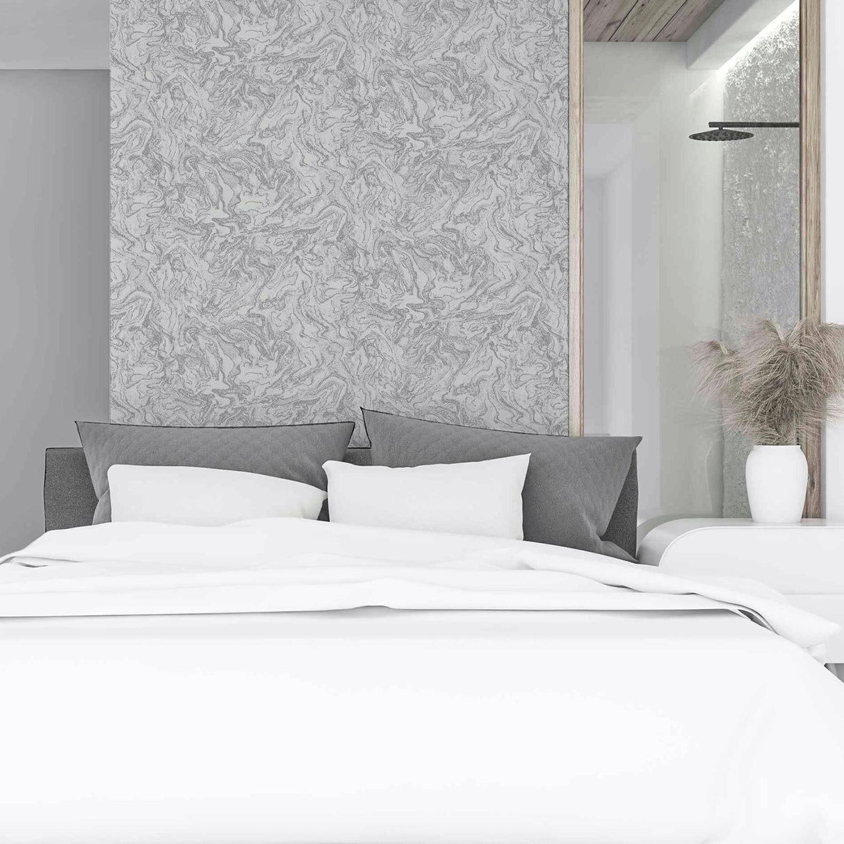 York Osgood Grey Marbled Wallpaper