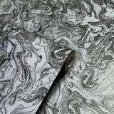 York Osgood Charcoal Marbled Wallpaper