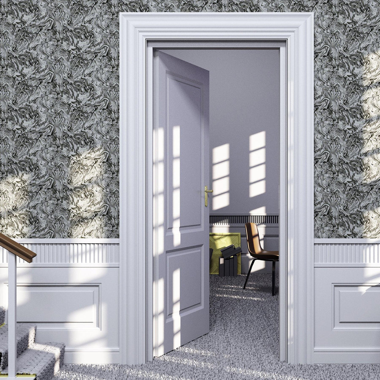York Osgood Charcoal Marbled Wallpaper