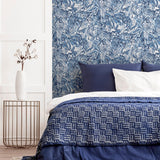 York Osgood Navy Marbled Wallpaper