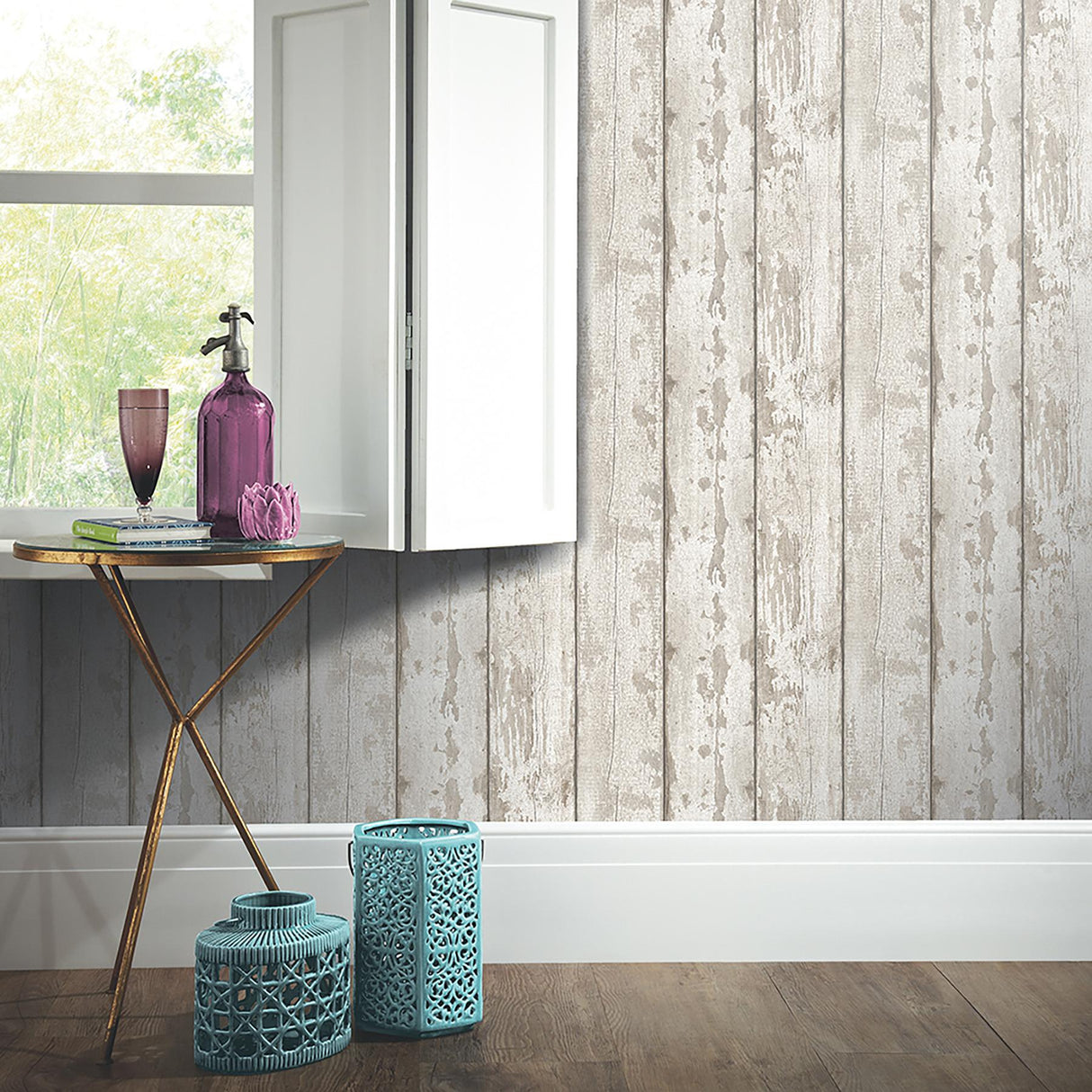 York Ambrose Cream Wood Plank Wallpaper