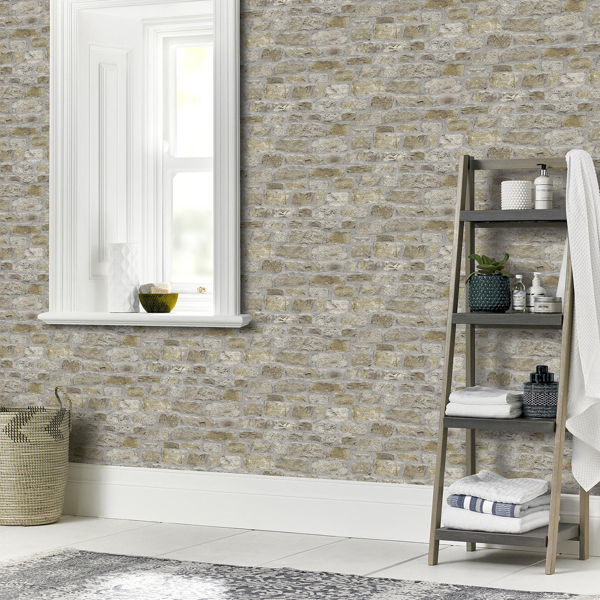 York Atticus Neutral Country Stone Wallpaper