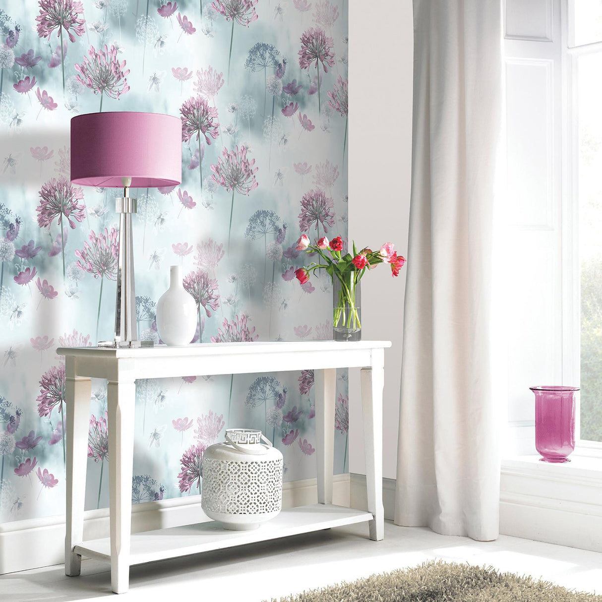 York Lucille Light Blue Spring Meadow Wallpaper