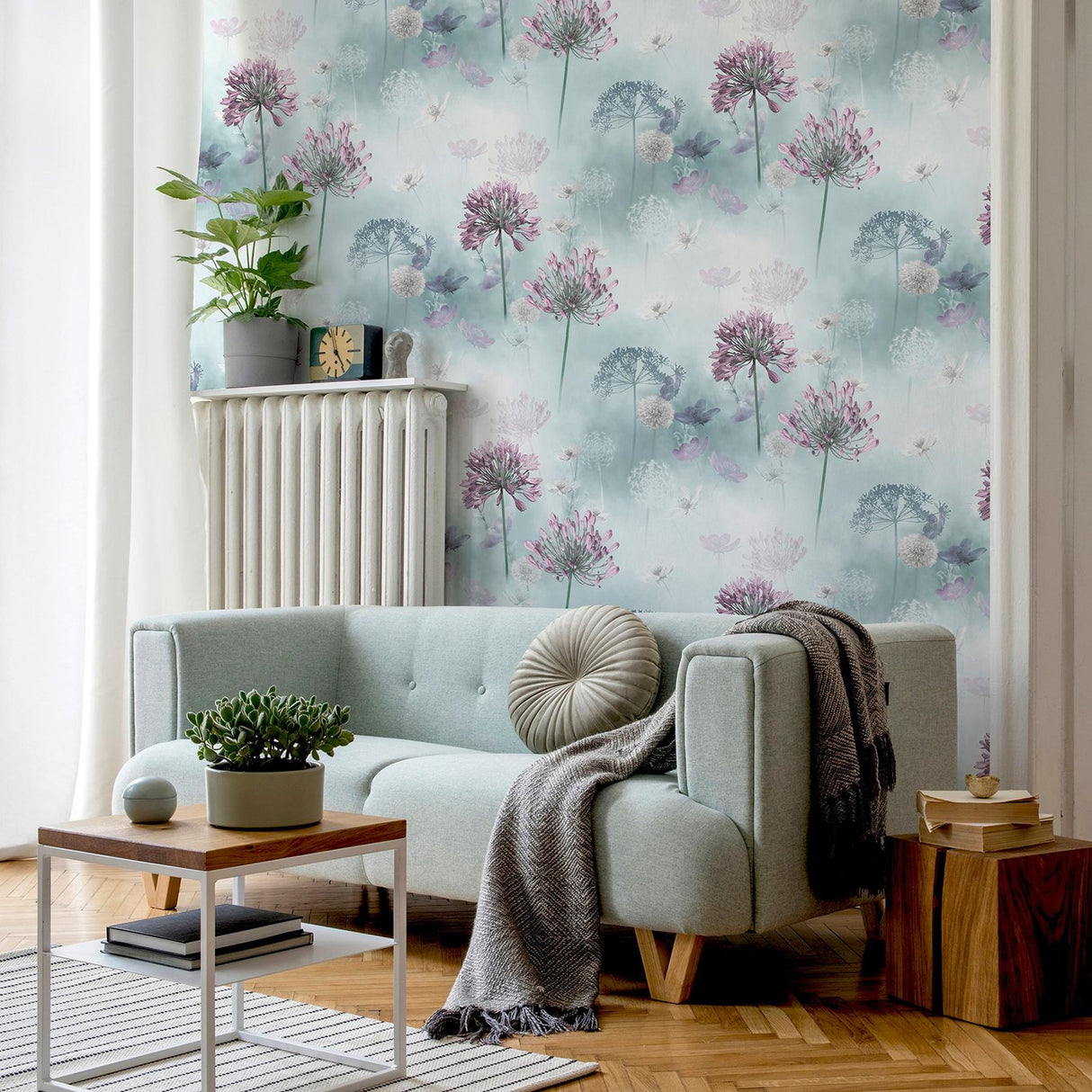 York Lucille Light Blue Spring Meadow Wallpaper