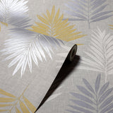 York Willis Mustard Palm Frond Wallpaper