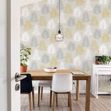 York Willis Mustard Palm Frond Wallpaper