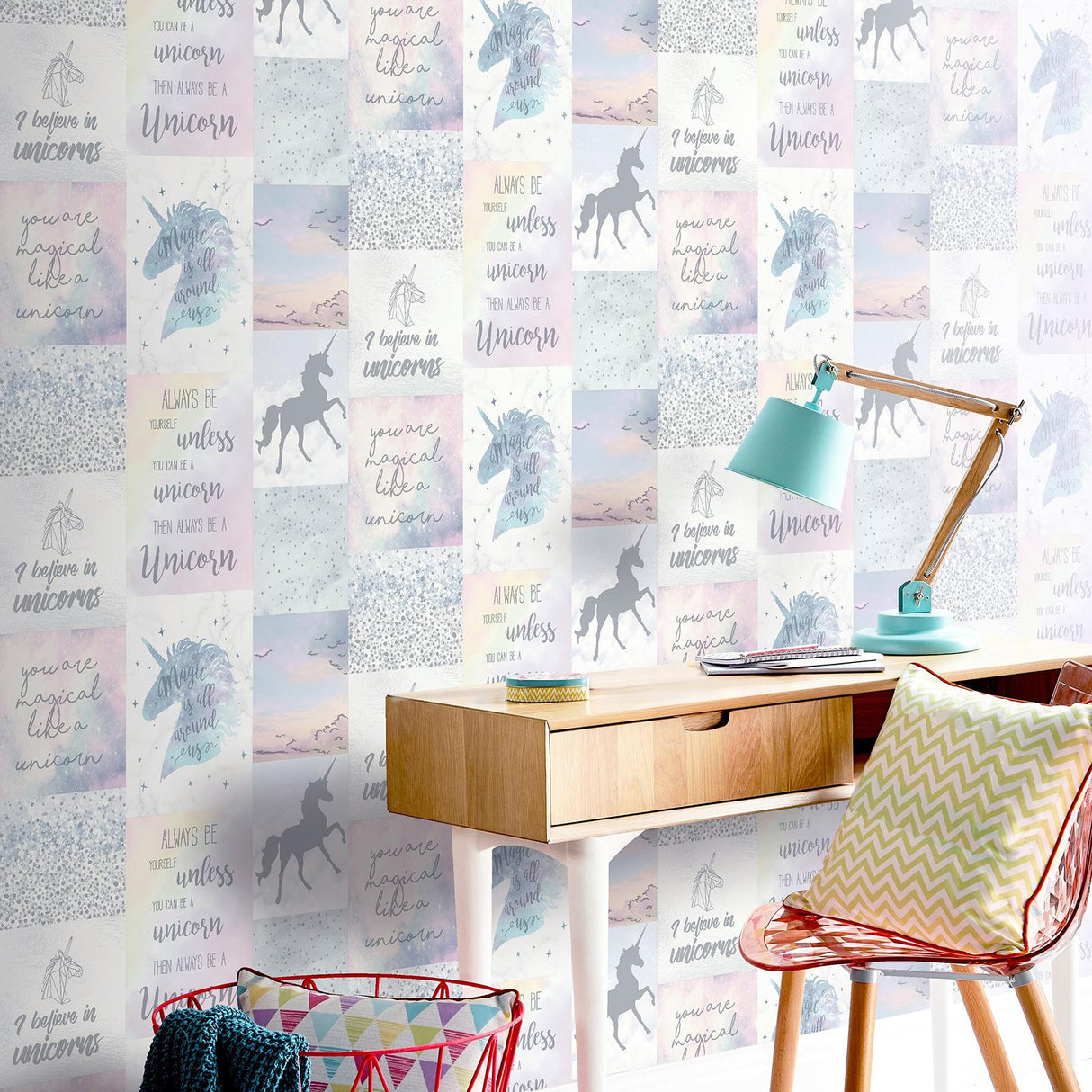 York Amalthea Pastel Unicorn Wallpaper