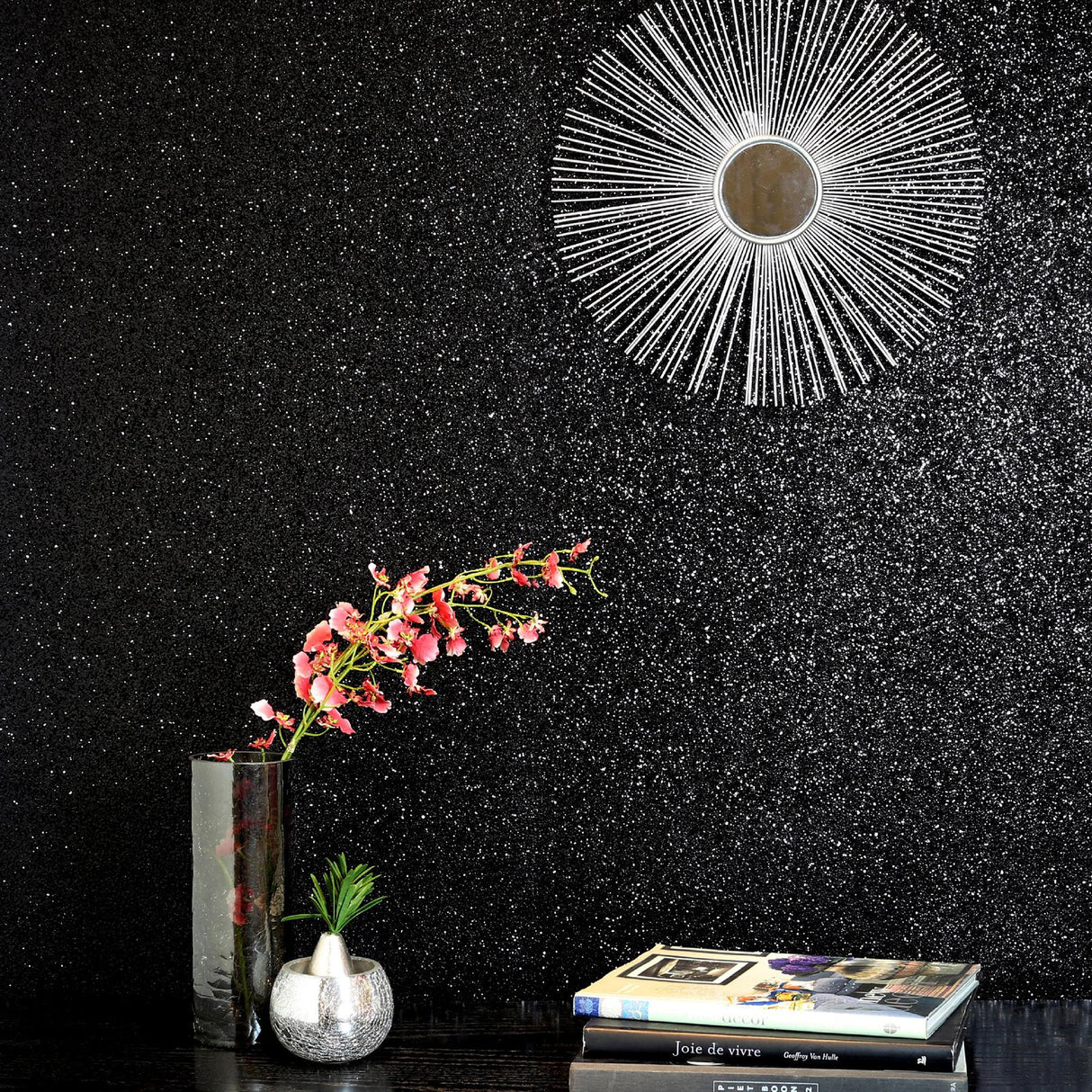 York Jacqueline Black Sequin Wallpaper