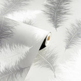 York Sussurro Grey Feathers Wallpaper