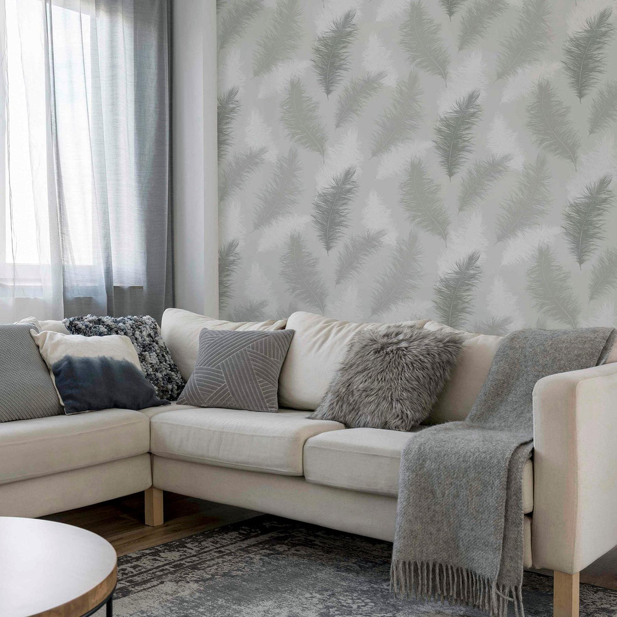 York Sussurro Grey Feathers Wallpaper