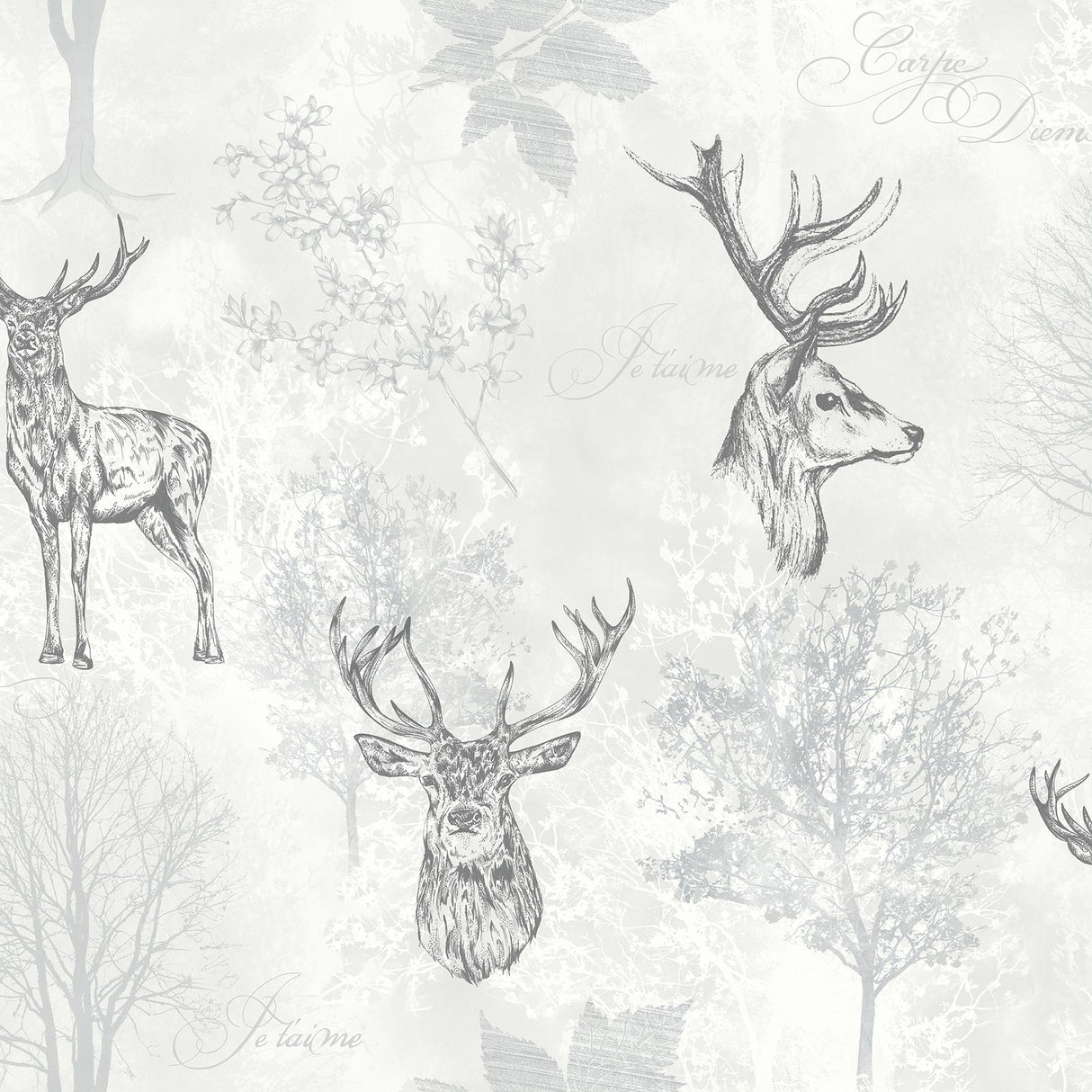 York Gilbert Black Etched Stag Wallpaper