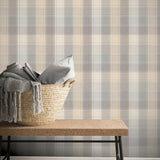 York Geraldine Grey Plaid Wallpaper