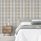 York Geraldine Grey Plaid Wallpaper