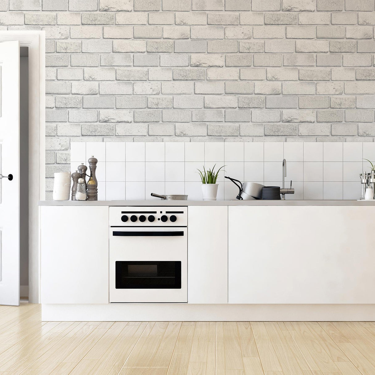 York Irving White Diamond Brick Wallpaper